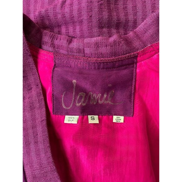 Jamie Womens Y2K Boutique Blazer Jacket Small Purple Silk Abstract Art Hippie Bo - Picture 5 of 8